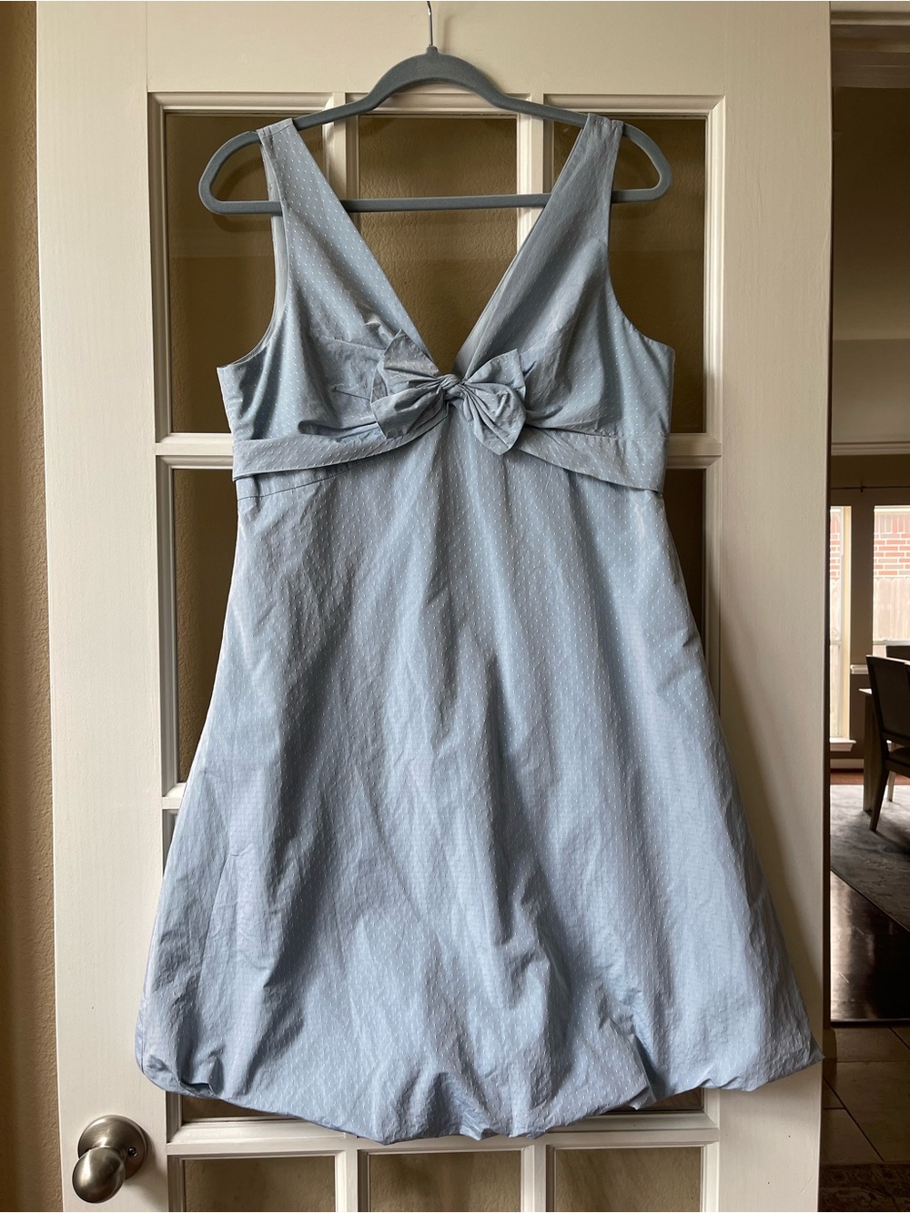 Light Blue Bow Front Sleeveless Dress